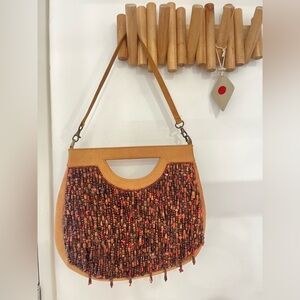 RARE Wood Beaded/leather Chan Luu Bag